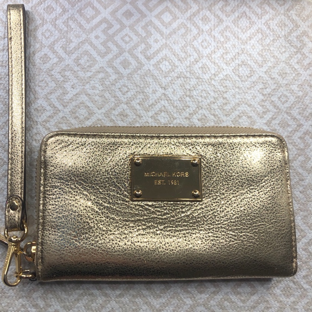 Michael Kors gold Wristlet